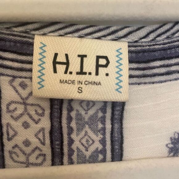 H.I.P. Blue Floral Beach Coastal Long Kimmo Swimsuit Coverup Women’s Size Small - Picture 2 of 5